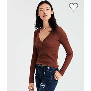 Across front long sleeve crop top